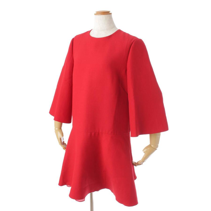 ヴァレンティノ】Valentino 七分袖 バックジップ ウール×シルク ドレス  