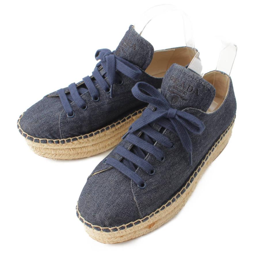 プラダ】Prada デニム レースアップ エスパドリーユ スニーカー 