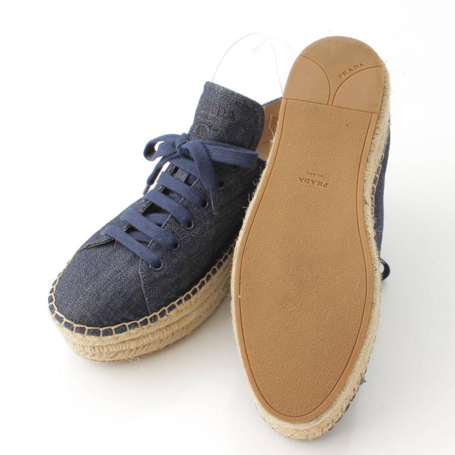 プラダ】Prada デニム レースアップ エスパドリーユ スニーカー 