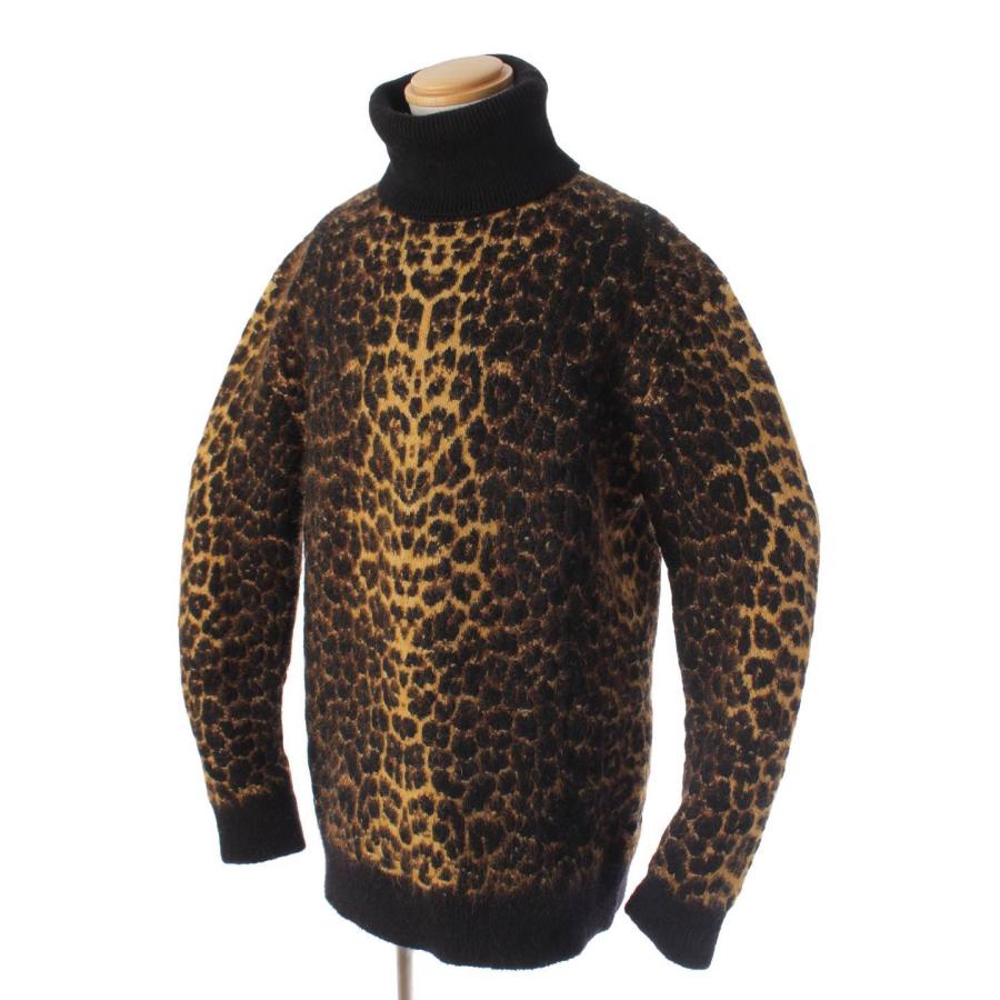 サンローラン 20AW アルパカ モヘヤ キャメル カモプリント ニットセーター SAINT LAURENT 最終価格ヒョウ柄モヘアニットセーター