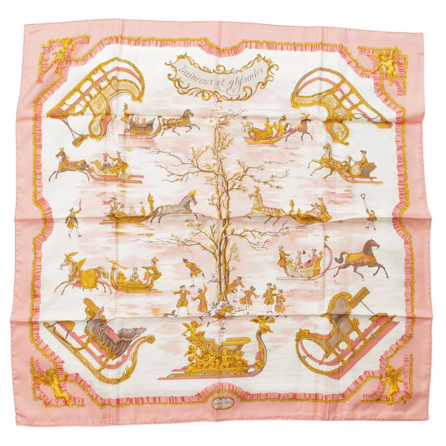 エルメス】Hermes カレ90 シルクスカーフ Traineaux et glifsades ソリ