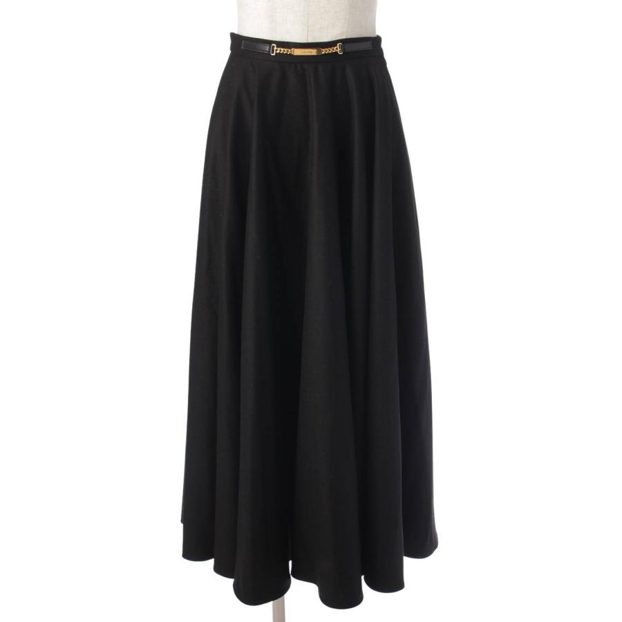 セリーヌ】Celine ロゴプレート カシミヤ パネル ロング スカート  