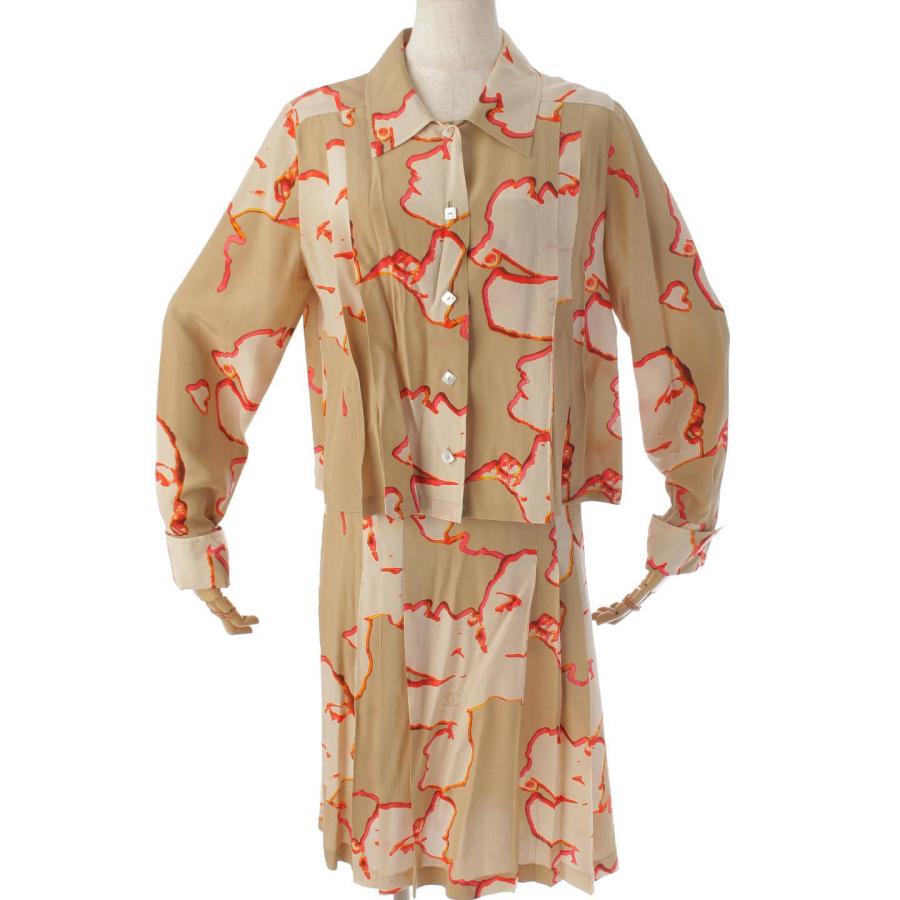 シャネル】Chanel 00S シルク セットアップ 総柄 シャツ＆ワンピース  