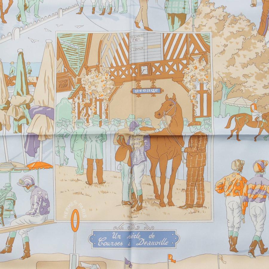 HERMES 【エルメス】Hermes カレ90 シルクスカーフ ドーヴィル競馬場の  