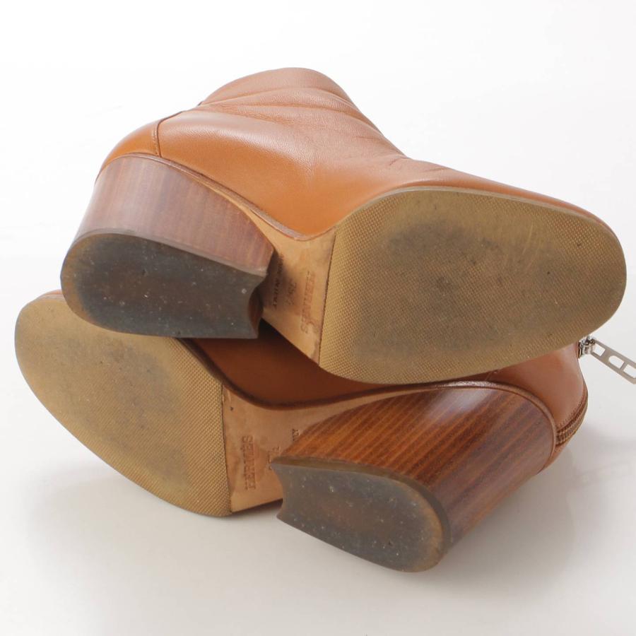 エルメスブラウン ストレッチニット ブーティ ヒール8cm