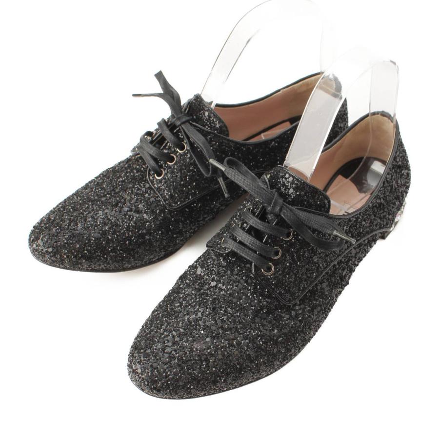 miumiu ドレスシューズ ビジュー レースアップ 36 ブラック miumiu ドレスシューズ ビジュー レースアップ 36 ブラック