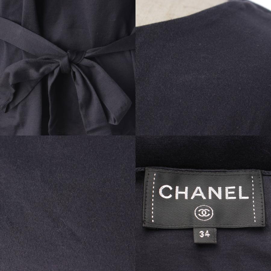 【シャネル】Chanel　21年 クルーズコレクション ココマーク パール コットン トップス P70021 ネイビー 34 【中古】184650｜retrojp｜09