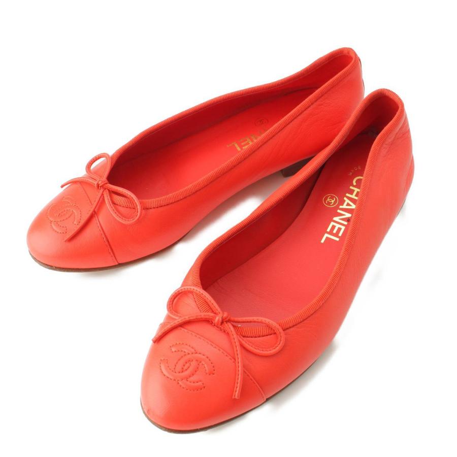 CHANEL 【シャネル】Chanel バレリーナ リボン レザー フラット  