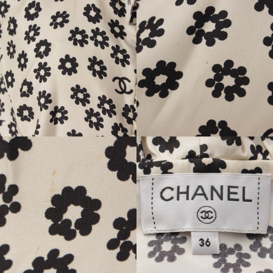 シャネル】Chanel シルク フリル ノースリーブ ココマーク ブラウス