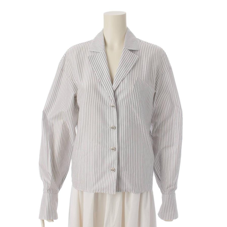 CHANEL 【シャネル】Chanel 20P ストライプ クリスタルボタン シルク混  