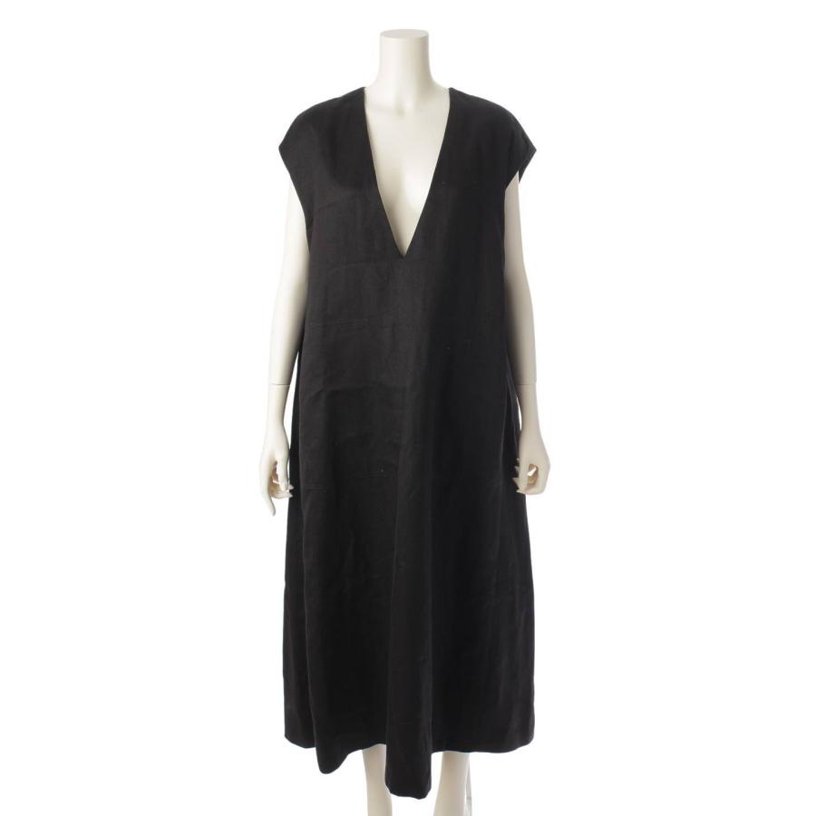 DRAWER 【ドゥロワー】DRAWER Vネック リネン ノースリーブ ワンピース  