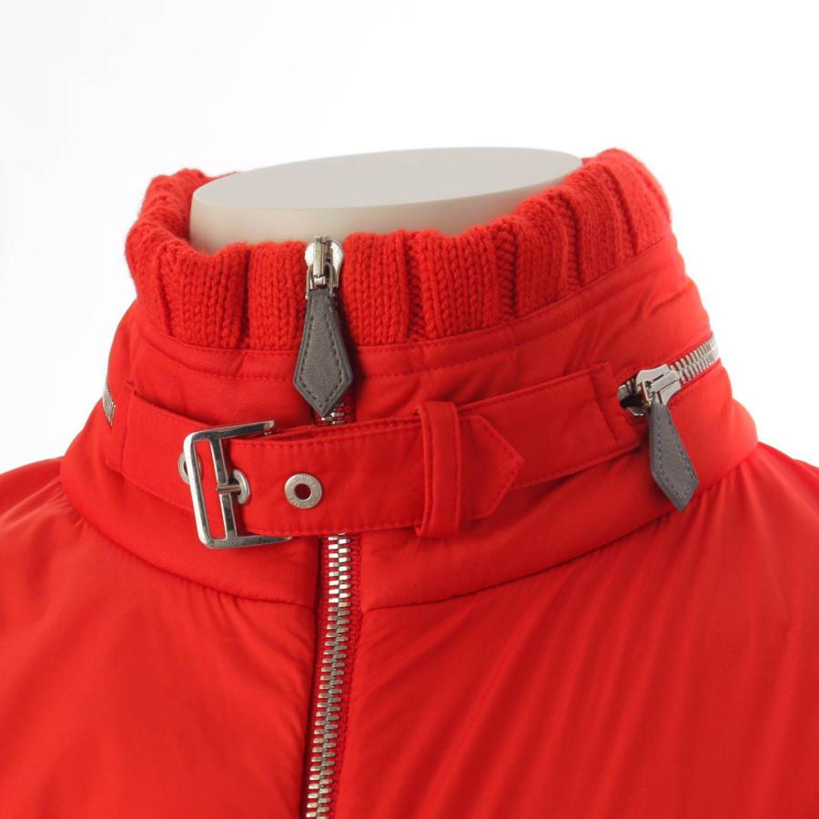 エルメスメンズ ニットジャケット ジップ ブルゾン レッド XL