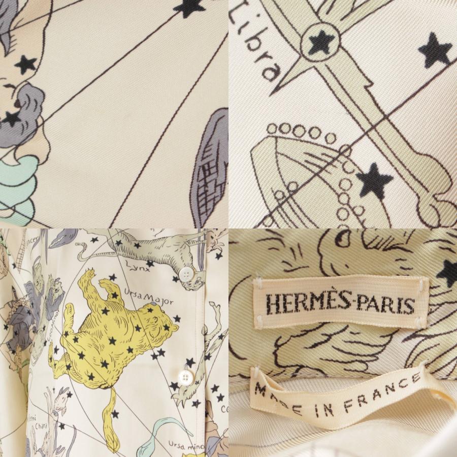 エルメス】Hermes マルジェラ期 星座 シルク 長袖 シャツ ブラウス 