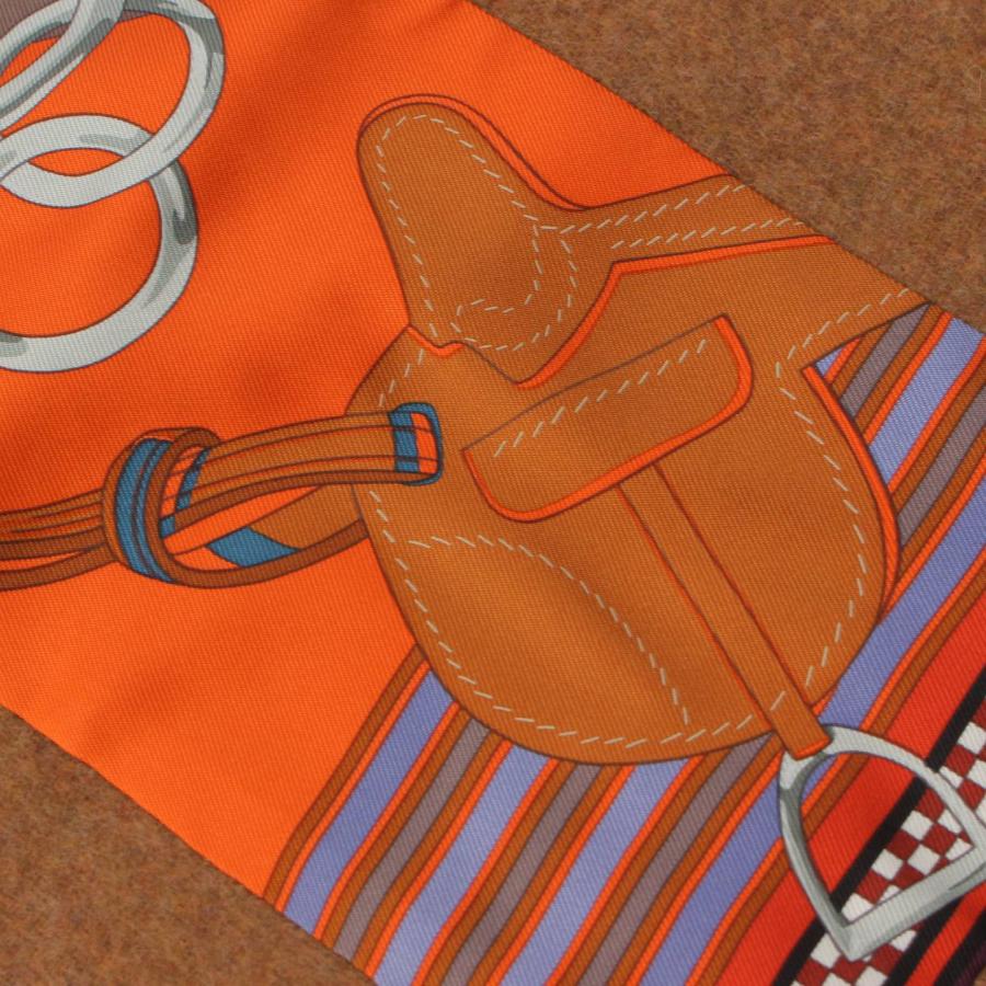 HERMES 【エルメス】Hermes シルクパッチ カシミヤ フリンジ マフラー 