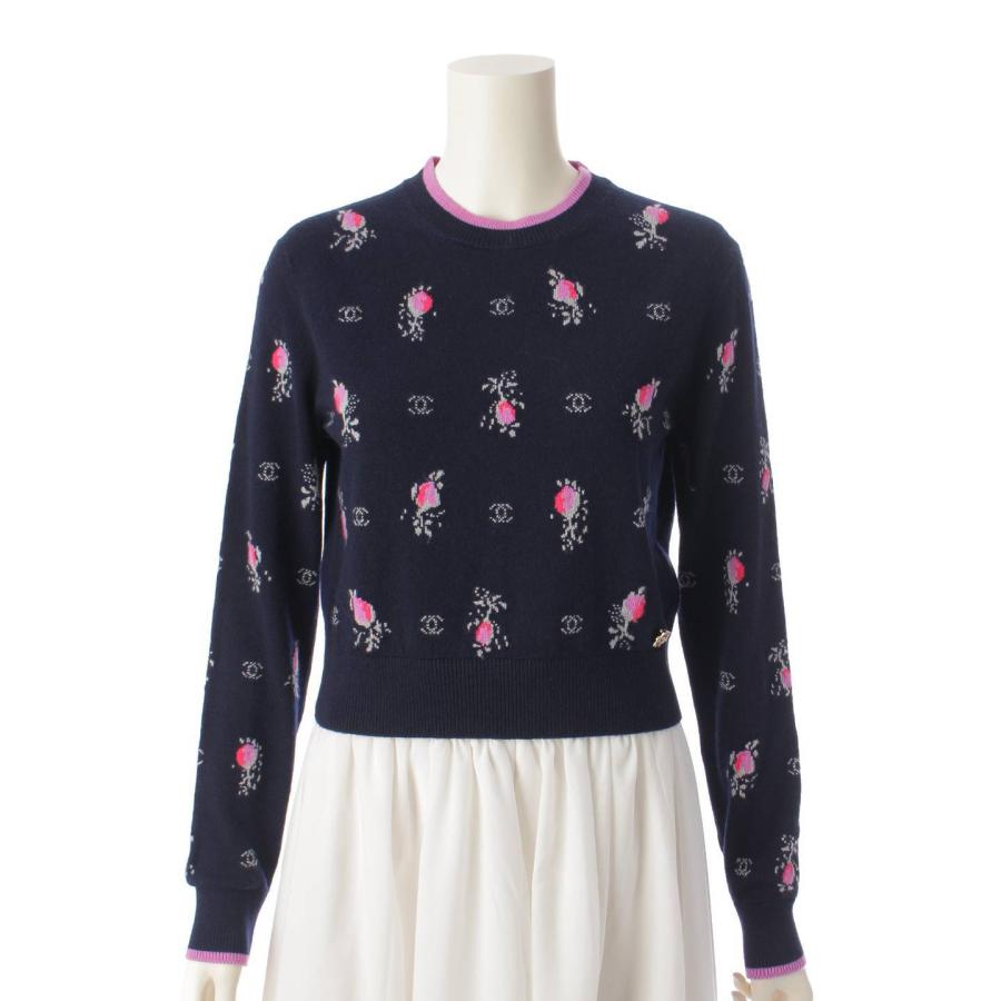 CHANEL 【シャネル】Chanel フローラル柄 ココマーク カシミヤ ニット  