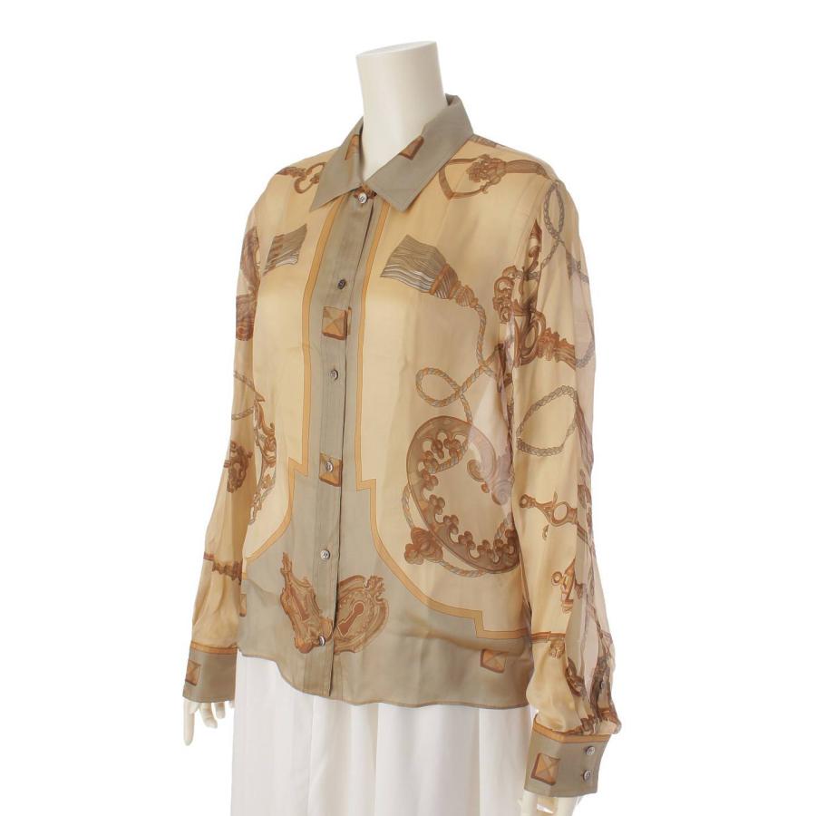 エルメスシルクブラウス42 エルメスカラー