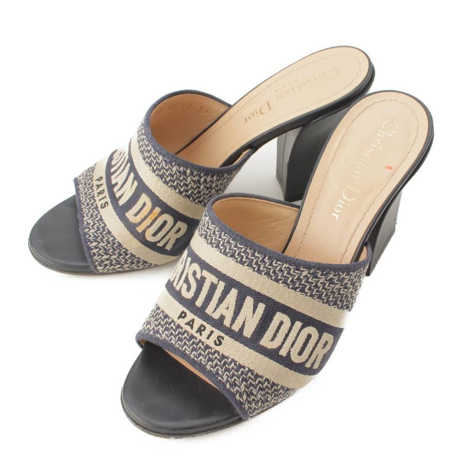 Christian Dior DWAY キャンバス サンダル ミュール ロゴ Christian Dior DWAY キャンバス サンダル ミュール ロゴ