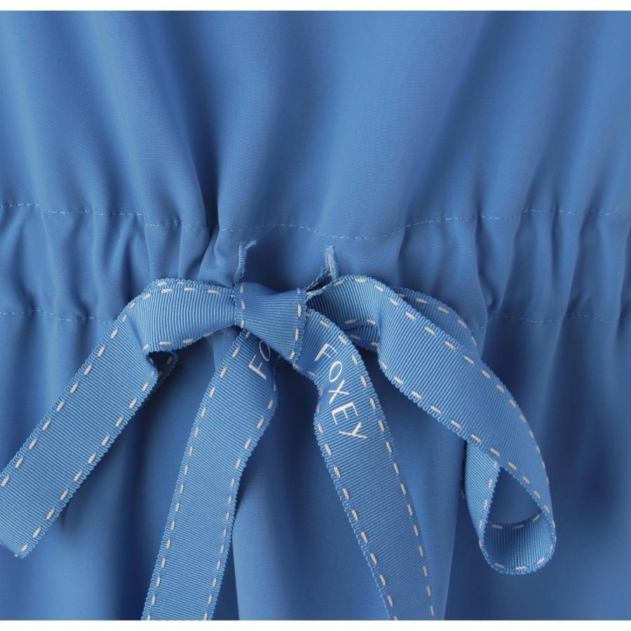 フォクシーニューヨーク ワンピース38 ブルー 水色 リボン