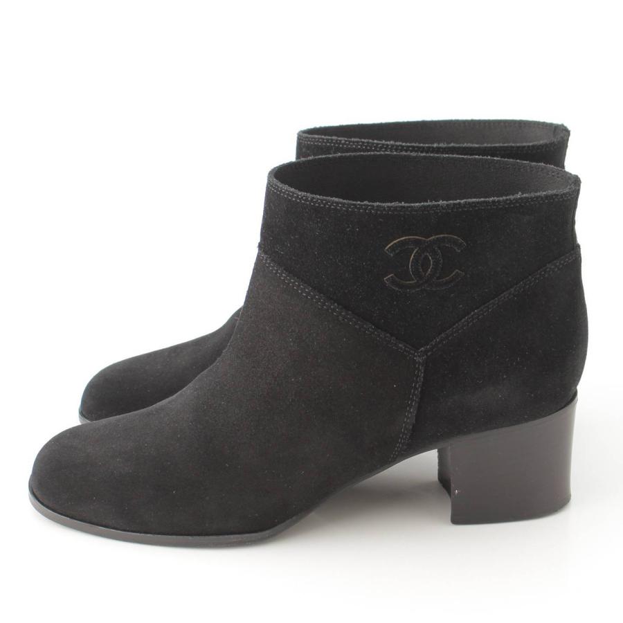 Chanel ブラック スエード ハイヒール CHANELブラックスエードヒールブーツ