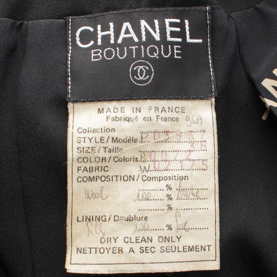 【シャネル】Chanel　94A ワイドラペル ノーベント 裏地ロゴ ダブル テーラードジャケット ブラック 38 【中古】【正規品保証】189309｜retrojp｜10