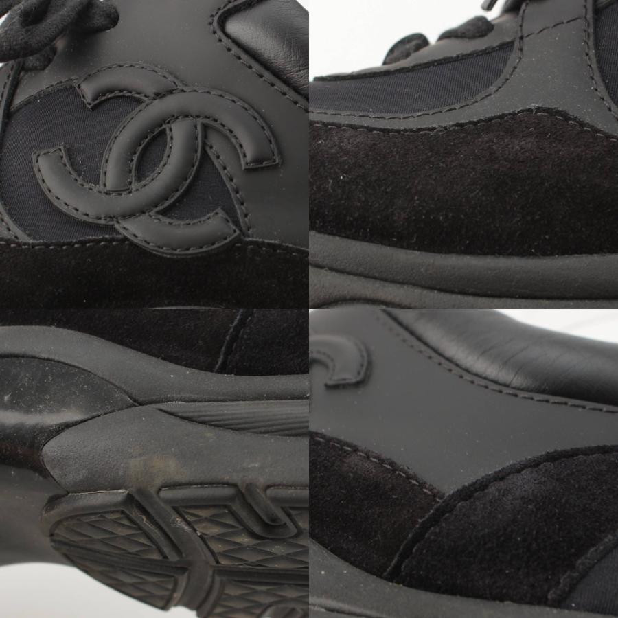 シャネルCHANEL ココマークスエードナイロンスニーカーブラック