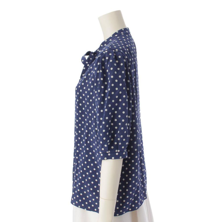セリーヌ】Celine エディ ポルカドット パフスリーブ シルク リボン 