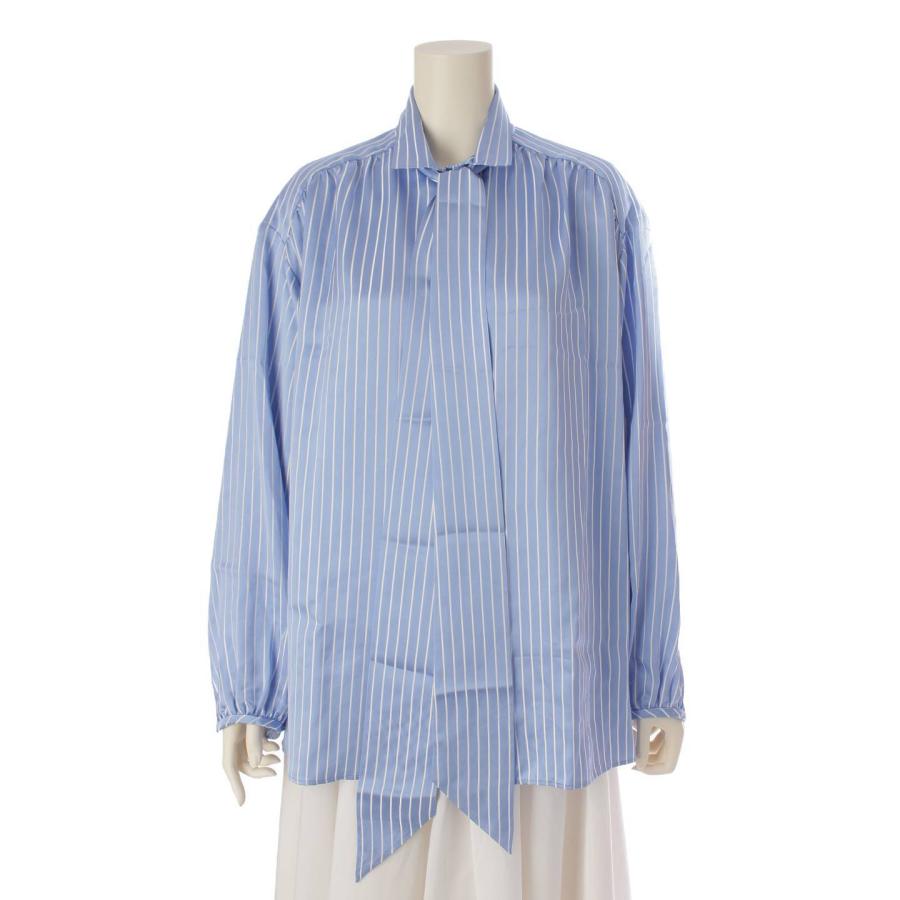 BALENCIAGA バックロゴリボンタイ ストライプ長袖シャツ BALENCIAGA バックロゴリボンタイ ストライプ長袖シャツ