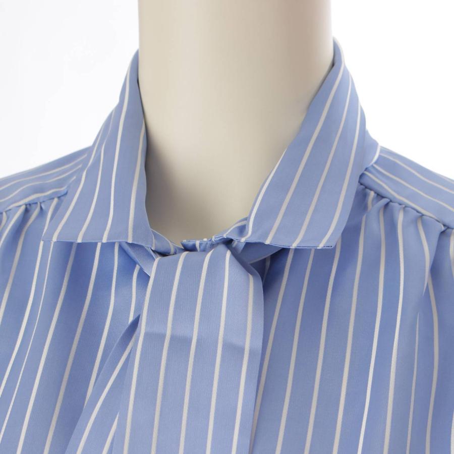 BALENCIAGA バックロゴリボンタイ ストライプ長袖シャツ