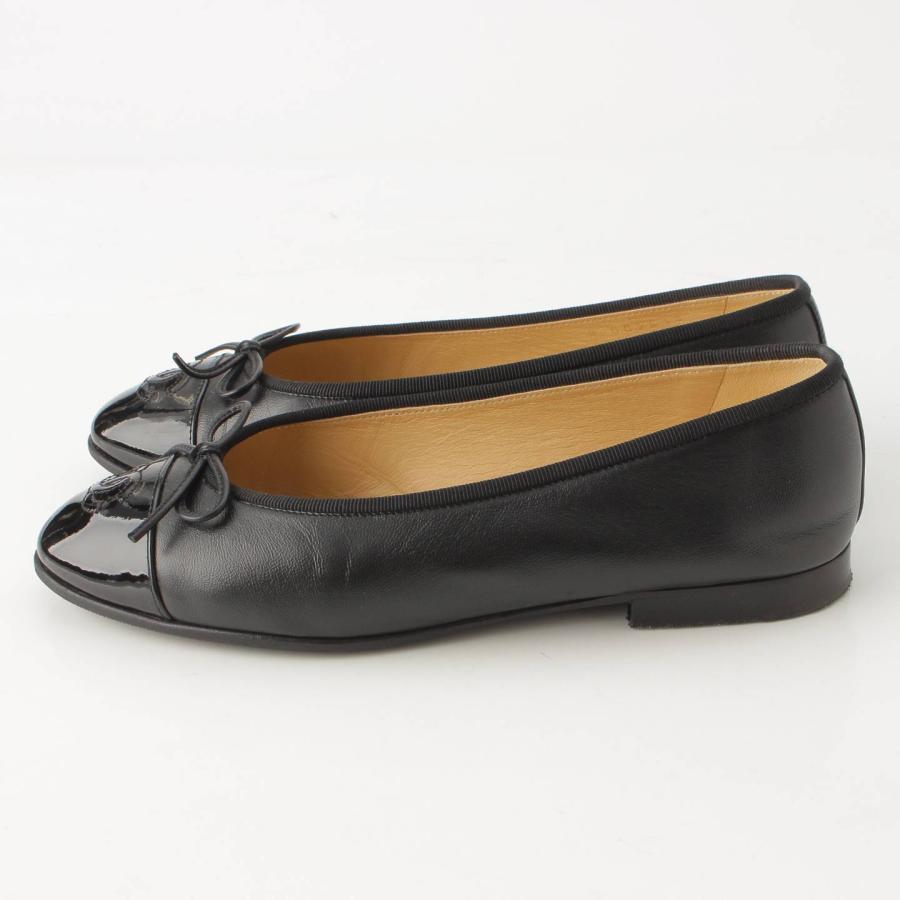 CHANEL シャネル パンプス フラットシューズ 37 ブラック ココマーク