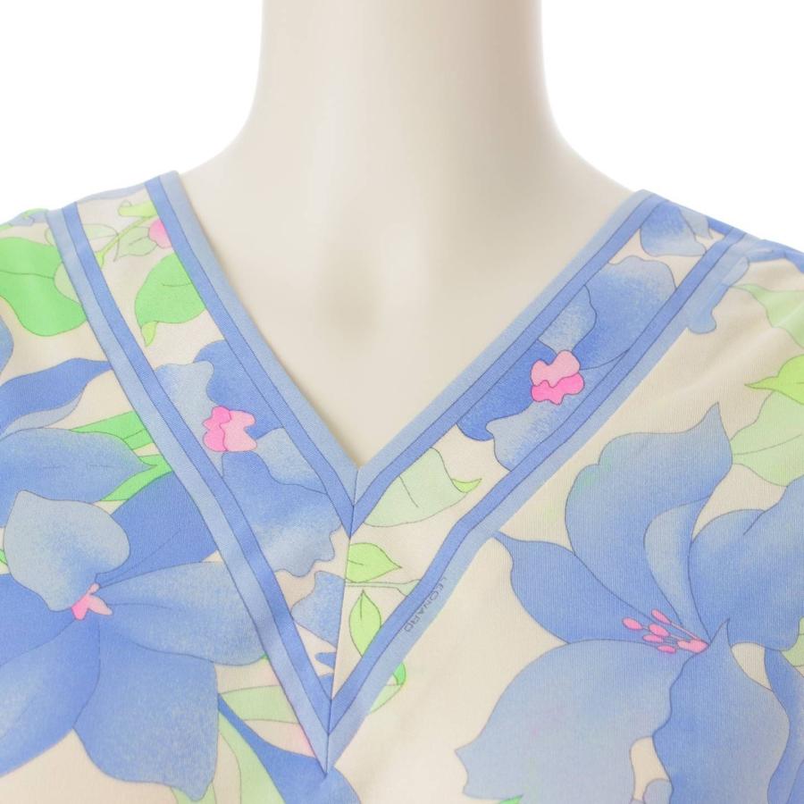 美品レオナールVネック綺麗な花柄ワンピースL
