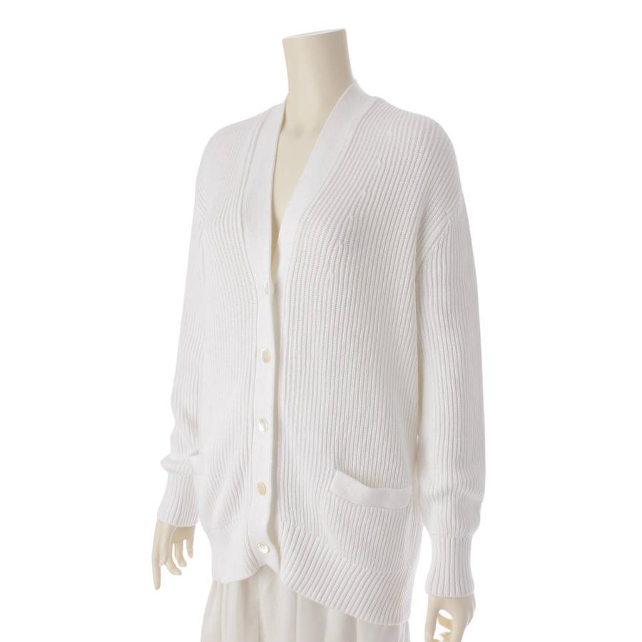 ドゥロワー drawer Vネックホワイトカーディガンコットンカーディガン