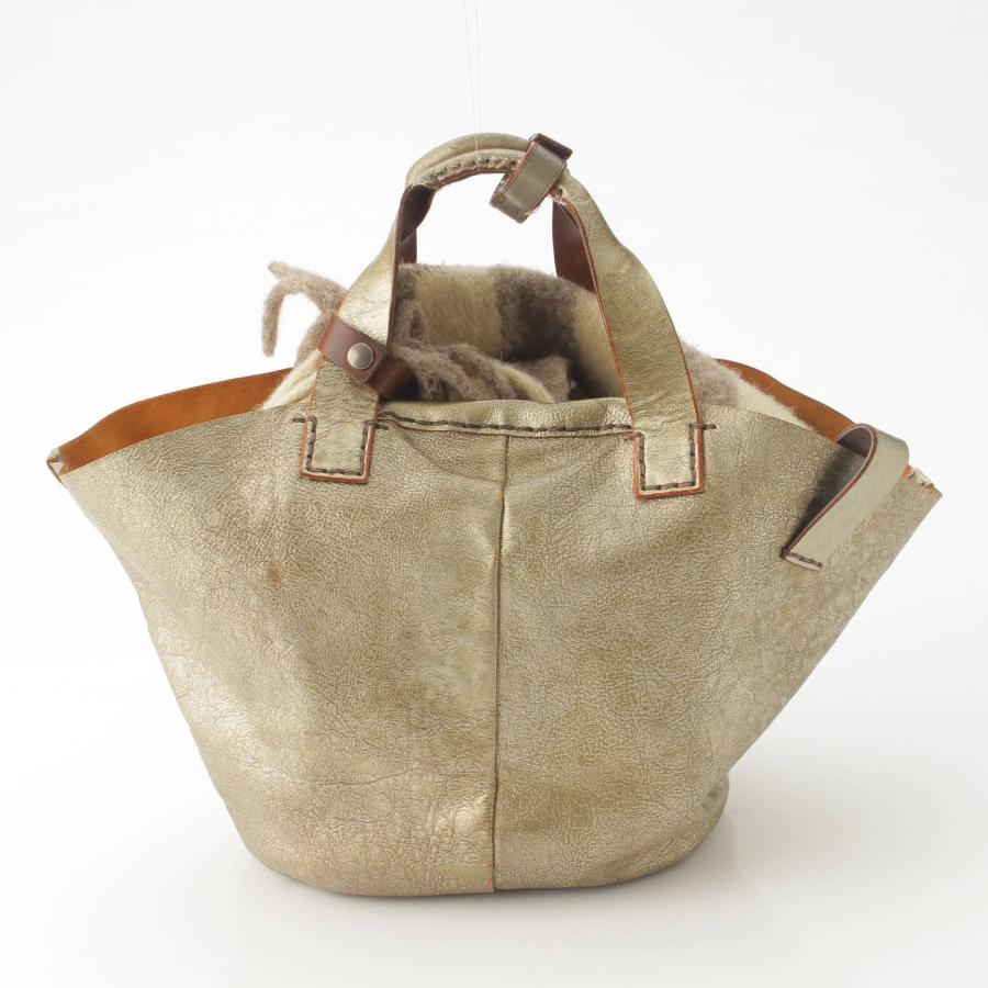 エバゴス】ebagos レザー マフラー被せ カゴポケット ハンドバッグ 