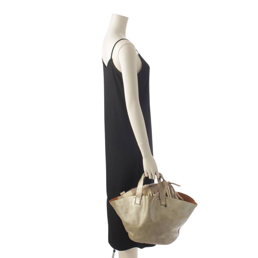 エバゴス】ebagos レザー マフラー被せ カゴポケット ハンドバッグ 