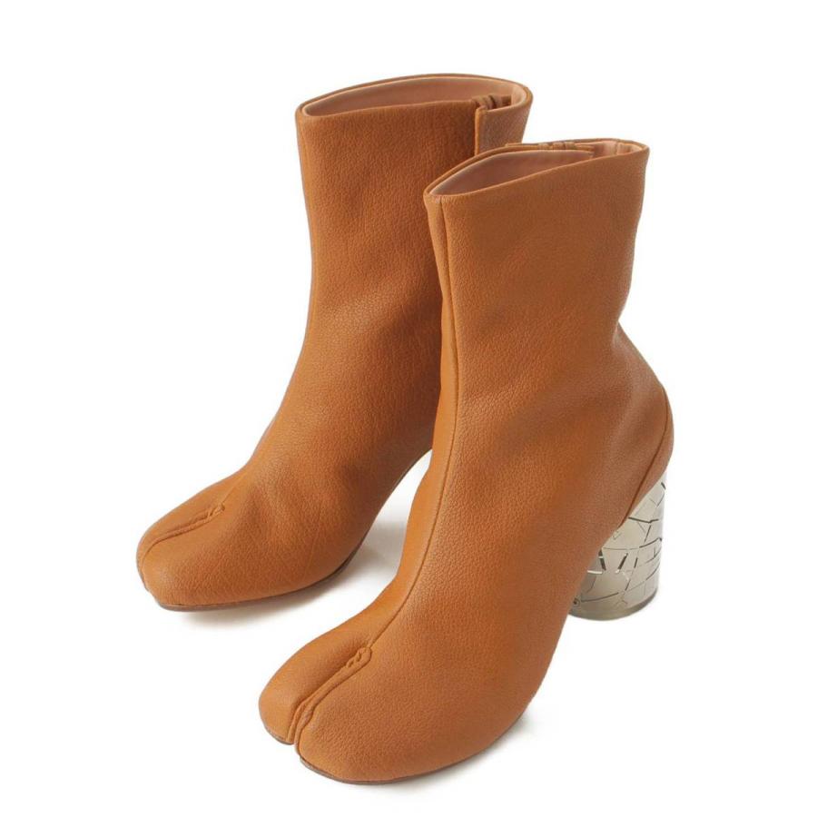 Maison Margiela ブラウン レザー 足袋ブーツ ヒール約8cm Maison Margiela ブラウン レザー 足袋ブーツ ヒール約8cm