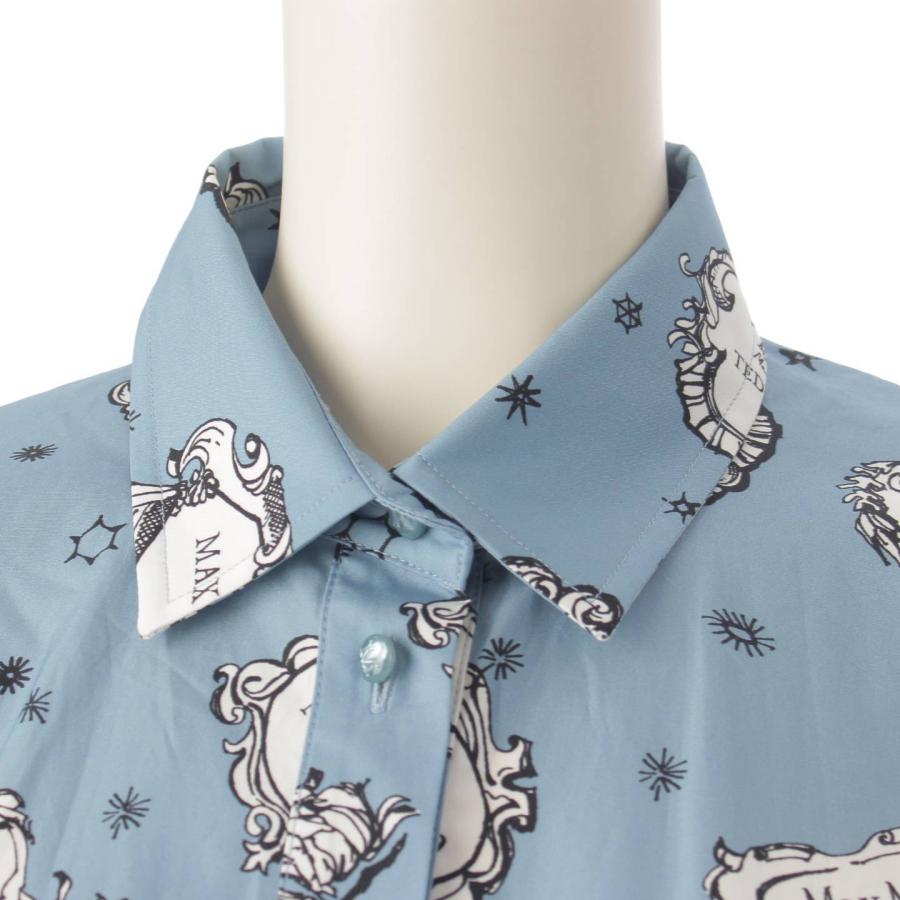 マックスマーラ】Max mara コットン 長袖 プリント ポプリンシャツ 