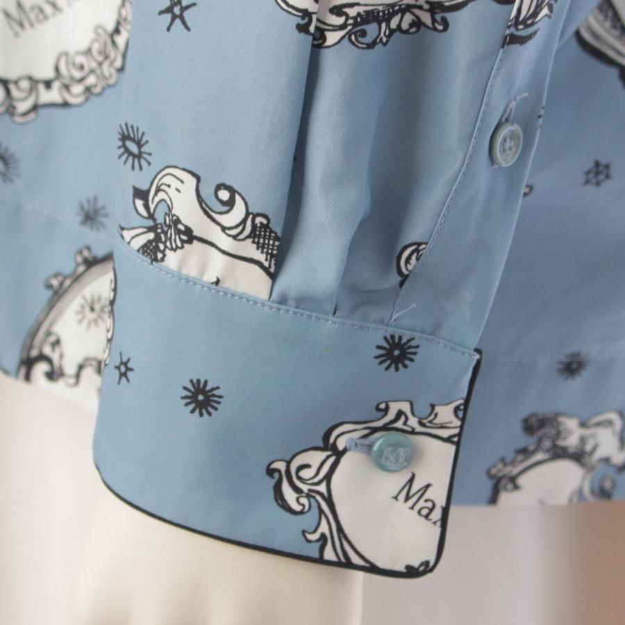 マックスマーラ】Max mara コットン 長袖 プリント ポプリンシャツ 
