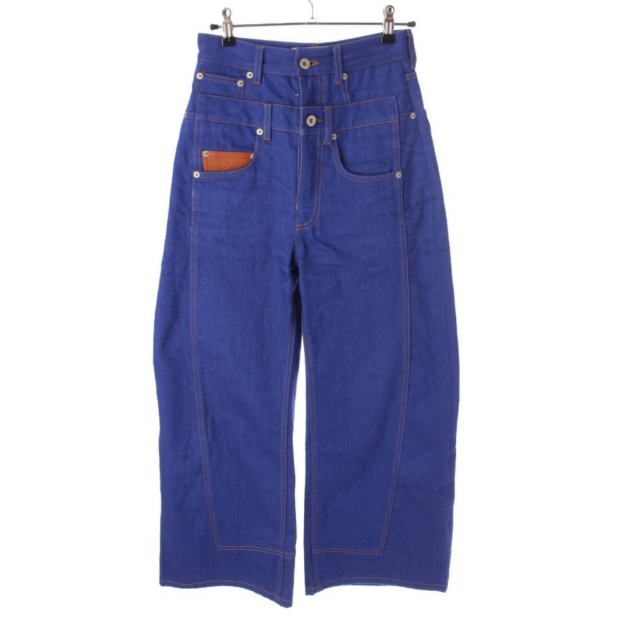LOEWE 【ロエベ】Loewe レザーパッチ ダブル デニム ワイドパンツ 