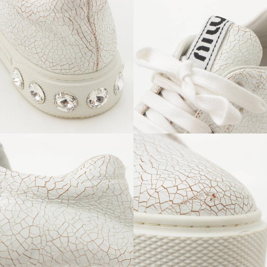 miu miu ホワイトレザー スニーカー ◇MiuMiu 24SS最新作◇レザー◇レースダービーシューズ◇White