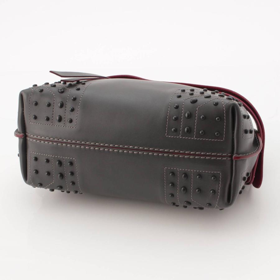 トッズ】Tods ウェーブ レザー 2way スタッズ ハンドバッグ グレー 