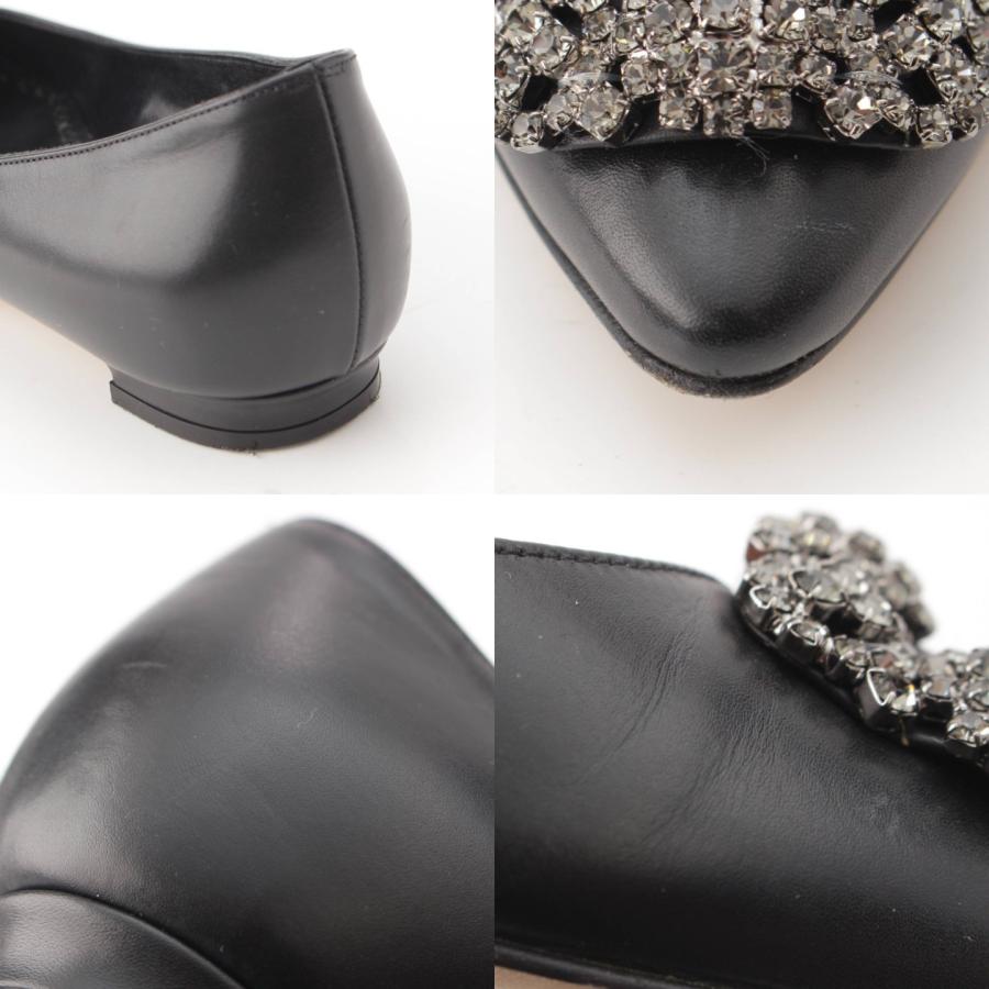 【マノロブラニク】Manolo Blahnik　ハンギシ hangisi ビジューバックル レザー フラット パンプス シューズ ブラック 34 【中古】195469｜retrojp｜08