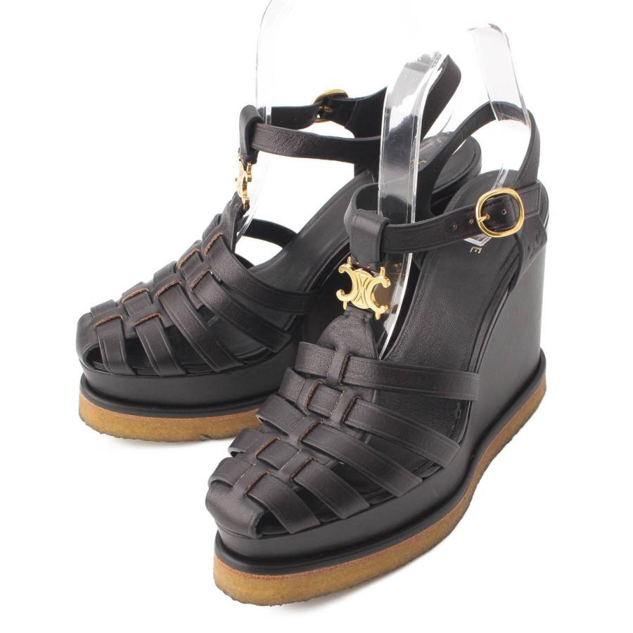 CELINE ブラック レザー サンダル 約12cmヒール CELINE ブラック レザー サンダル 約12cmヒール