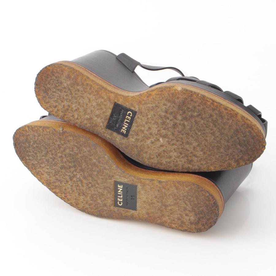 CELINE 【セリーヌ】Celine トリオンフ レザー ストラップ ウェッジ  
