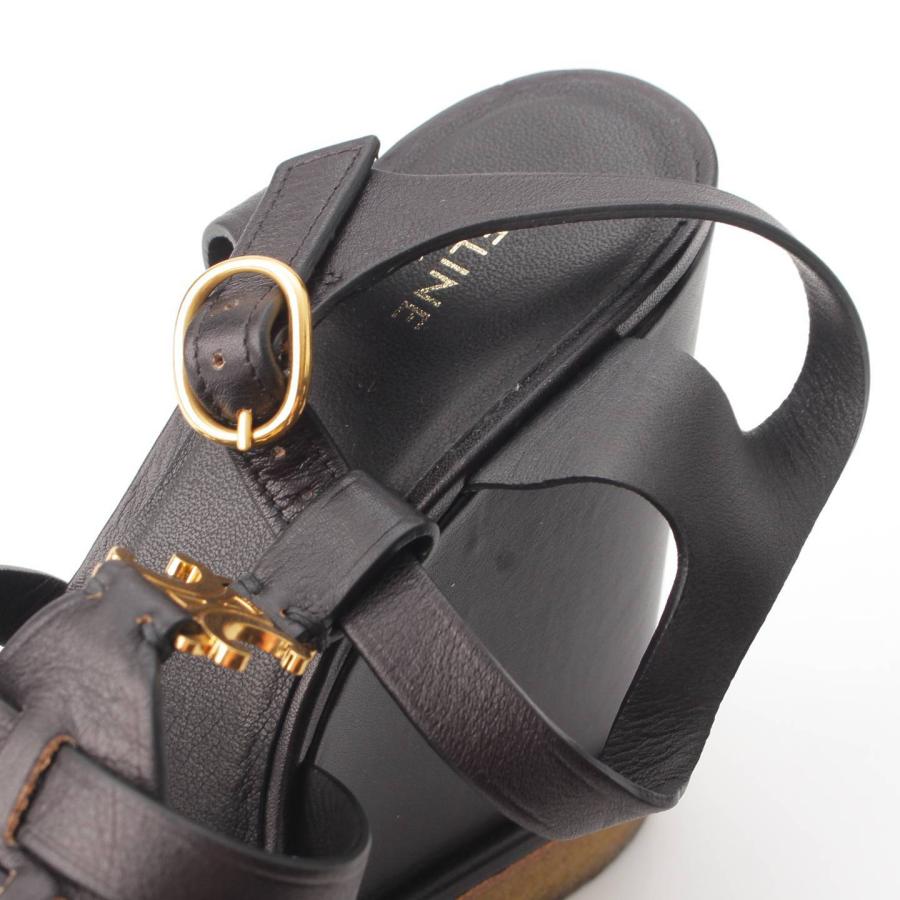CELINE 【セリーヌ】Celine トリオンフ レザー ストラップ ウェッジ  