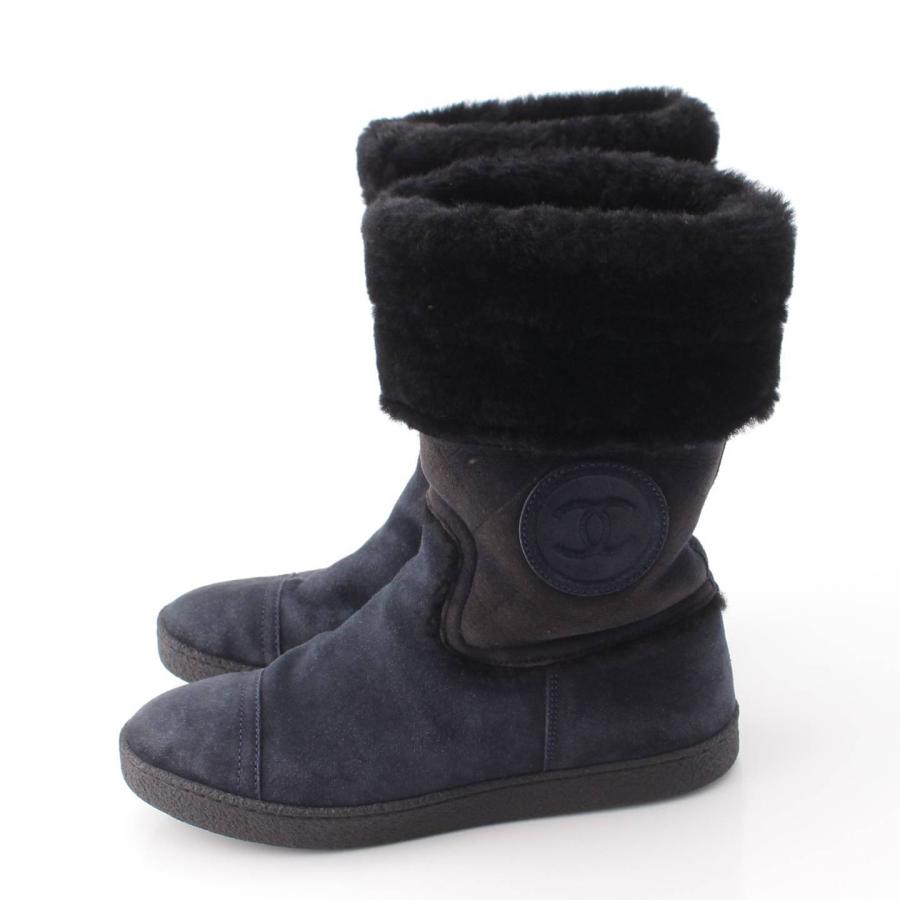 シャネル ムートン ブーツ 39 グレー