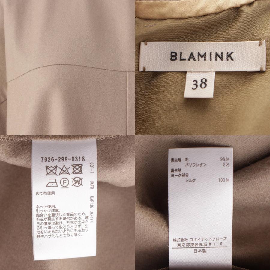 BLAMINK 【ブラミンク】BLAMINK 半袖 バックジップ ウール ワンピース 