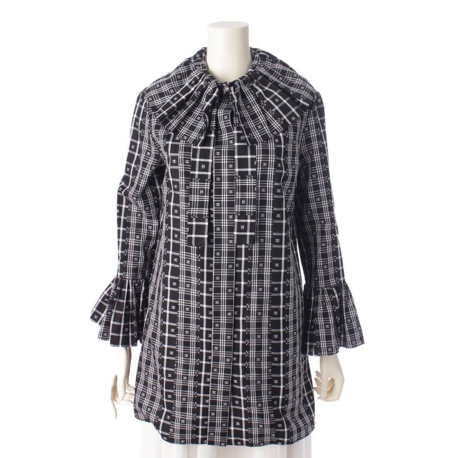 シャネル】Chanel 23AW ココボタン ボウタイ フリル チェック 