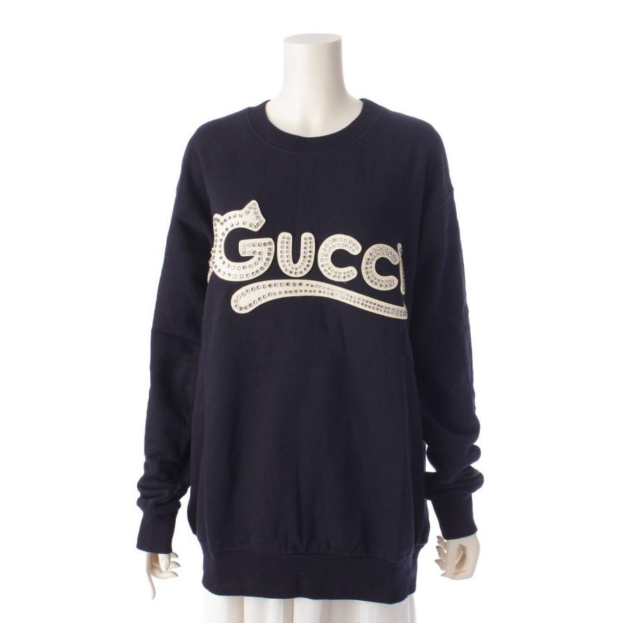 GUCCI 【グッチ】Gucci 猫ロゴ ラインストーン 長袖 コットン 