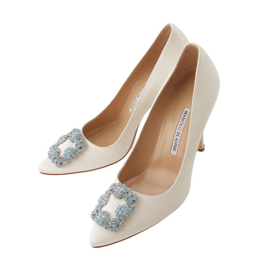 【良品】MANOLO BLAHNIK ビジュー サンダル パンプス ハンギシ ハンギシのモチーフからインスパイア！マノロ ブラニクよりビジュー