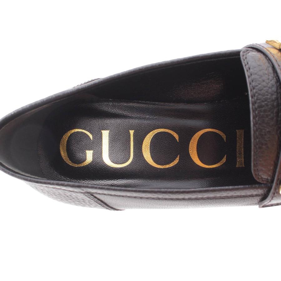 グッチ】Gucci チェーンバックル金具 レザー ミッドソール ヒール 