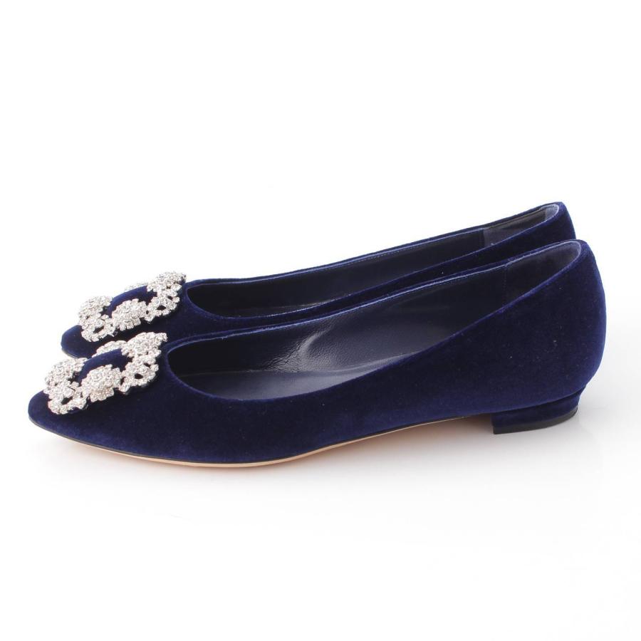 マノロブラニク】Manolo Blahnik ハンギシ ビジューバックル ベロア 
